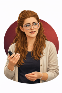 dilenaweitschacher_avatargpt stilisierter Avatar einer jungen Frau mit Brille und roten Haaren